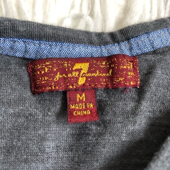 7 for all Mankind Kids Cotton Blend V-Neck T-Shirt - Picture 5 of 8